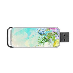 Watercolor Fresh Flowery Background Portable Usb Flash (one Side) by TastefulDesigns