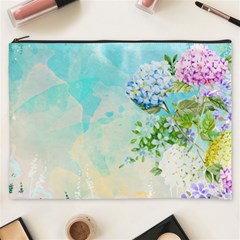 Watercolor Fresh Flowery Background Cosmetic Bag (xxxl)  by TastefulDesigns