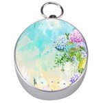 Watercolor Fresh Flowery Background Silver Compasses Front