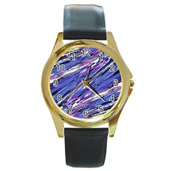 Abstract Collage Print Round Gold Metal Watch by dflcprints