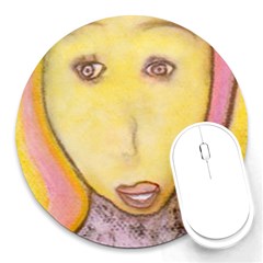 Portrait Of Archangel Michael, Spiritual Chalks Drawing Round Mousepads by yoursparklingshop