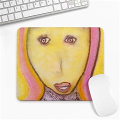 Portrait Of Archangel Michael, Spiritual Chalks Drawing Large Mousepads by yoursparklingshop