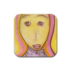 Portrait Of Archangel Michael, Spiritual Chalks Drawing Rubber Coaster (square)  by yoursparklingshop