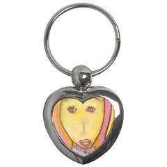 Portrait Of Archangel Michael, Spiritual Chalks Drawing Key Chains (heart)  by yoursparklingshop