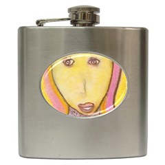 Portrait Of Archangel Michael, Spiritual Chalks Drawing Hip Flask (6 Oz) by yoursparklingshop