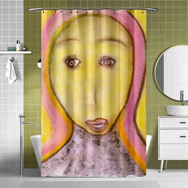 Portrait of Archangel Michael, Spiritual Chalks Drawing Shower Curtain 48  x 72  (Small) 