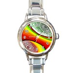 Orange Nebulae Round Italian Charm Watch Front