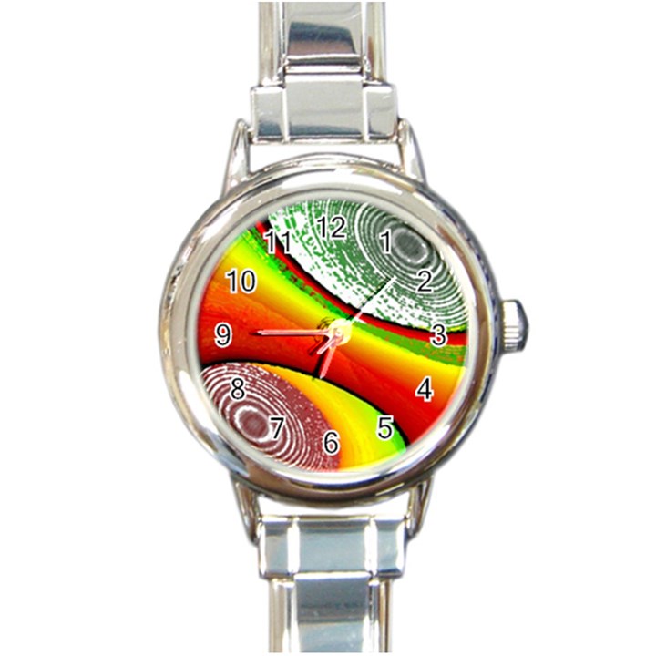 Orange Nebulae Round Italian Charm Watch