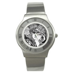 Smoking Woman Stainless Steel Watch (slim)