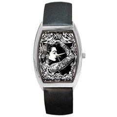 Tattooed Woman Tonneau Leather Watch by DryInk