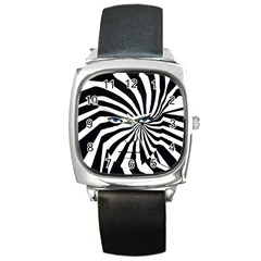 Zebra Man Square Square Leather Watch