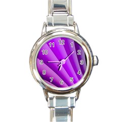 Gentle Folds Of Purple Round Italian Charm Watch by FunWithFibro