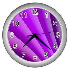 Gentle Folds Of Purple Wall Clocks (silver)  by FunWithFibro