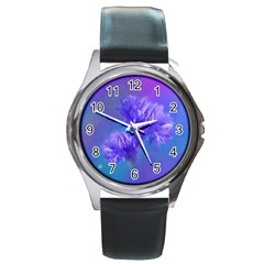 Flowers Cornflower Floral Chic Stylish Purple  Round Metal Watch by yoursparklingshop