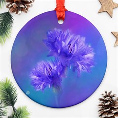 Flowers Cornflower Floral Chic Stylish Purple  Ornament (round)  by yoursparklingshop