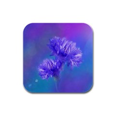 Flowers Cornflower Floral Chic Stylish Purple  Rubber Square Coaster (4 Pack)  by yoursparklingshop