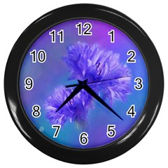 Flowers Cornflower Floral Chic Stylish Purple  Wall Clocks (black) by yoursparklingshop