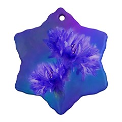 Flowers Cornflower Floral Chic Stylish Purple  Snowflake Ornament (2-side)