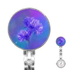 Flowers Cornflower Floral Chic Stylish Purple  Stainless Steel Nurses Watch by yoursparklingshop