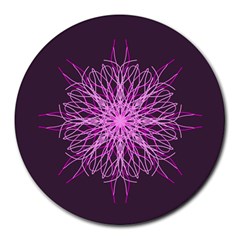 Pink Kaleidoscope Flower Mandala Art Round Mousepads by yoursparklingshop