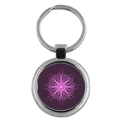 Pink Kaleidoscope Flower Mandala Art Key Chains (round)  by yoursparklingshop