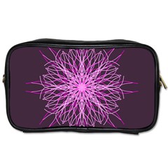 Pink Kaleidoscope Flower Mandala Art Toiletries Bags by yoursparklingshop