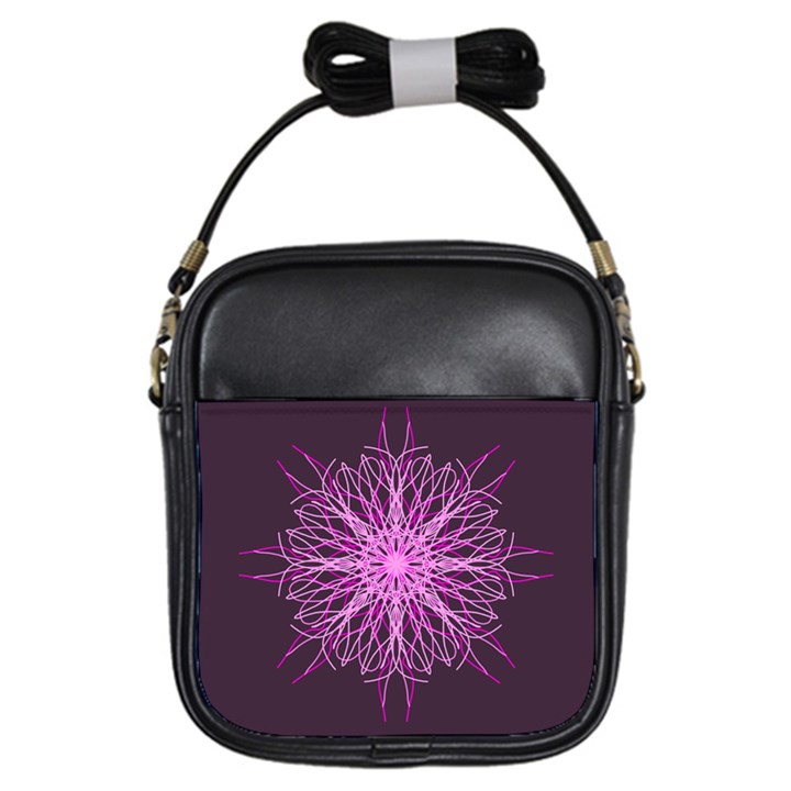 Pink Kaleidoscope Flower Mandala Art Girls Sling Bags