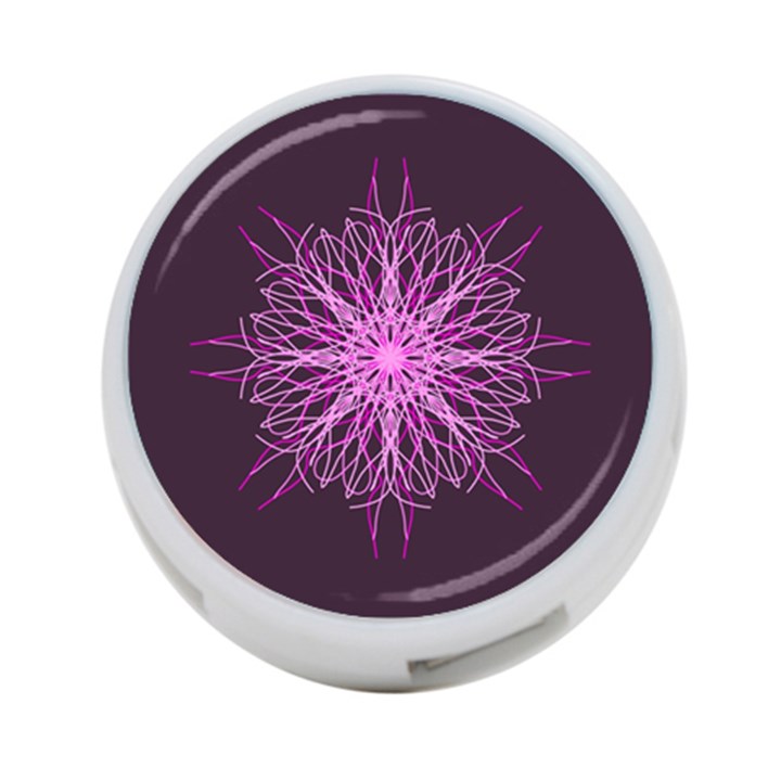 Pink Kaleidoscope Flower Mandala Art 4-Port USB Hub (One Side)