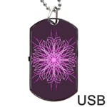 Pink Kaleidoscope Flower Mandala Art Dog Tag USB Flash (One Side) Front