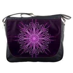 Pink Kaleidoscope Flower Mandala Art Messenger Bags by yoursparklingshop