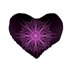 Pink Kaleidoscope Flower Mandala Art Standard 16  Premium Heart Shape Cushions by yoursparklingshop