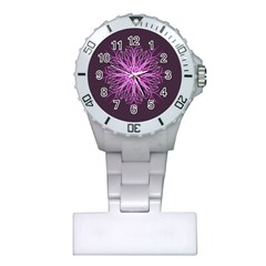 Pink Kaleidoscope Flower Mandala Art Plastic Nurses Watch by yoursparklingshop