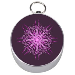 Pink Kaleidoscope Flower Mandala Art Silver Compasses by yoursparklingshop