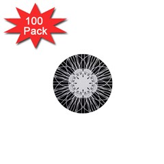 Black And White Flower Mandala Art Kaleidoscope 1  Mini Magnets (100 Pack)  by yoursparklingshop