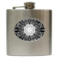 Black And White Flower Mandala Art Kaleidoscope Hip Flask (6 Oz) by yoursparklingshop