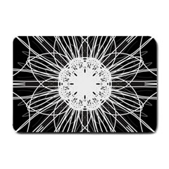 Black And White Flower Mandala Art Kaleidoscope Small Doormat  by yoursparklingshop