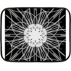 Black And White Flower Mandala Art Kaleidoscope Fleece Blanket (mini) by yoursparklingshop