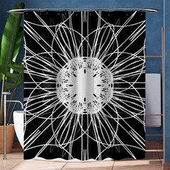 Black And White Flower Mandala Art Kaleidoscope Shower Curtain 60  X 72  (medium)  by yoursparklingshop