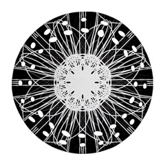 Black And White Flower Mandala Art Kaleidoscope Ornament (round Filigree)  by yoursparklingshop