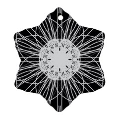 Black And White Flower Mandala Art Kaleidoscope Snowflake Ornament (2-side)