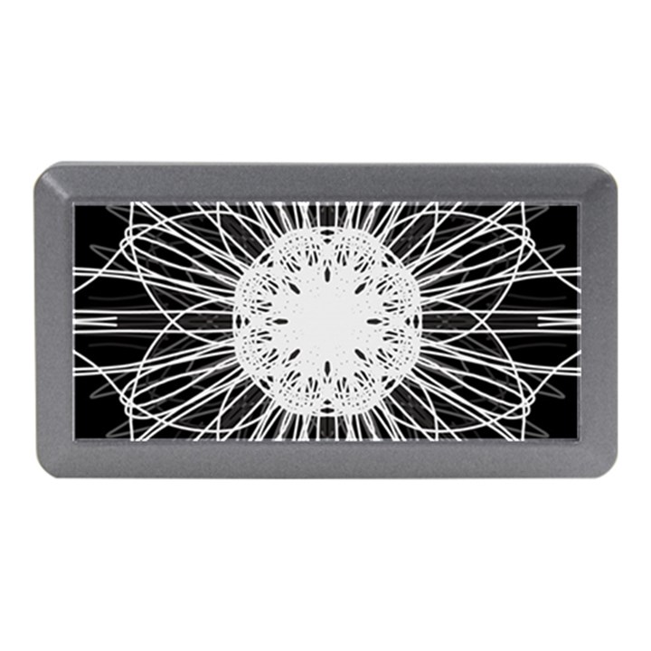 Black And White Flower Mandala Art Kaleidoscope Memory Card Reader (Mini)