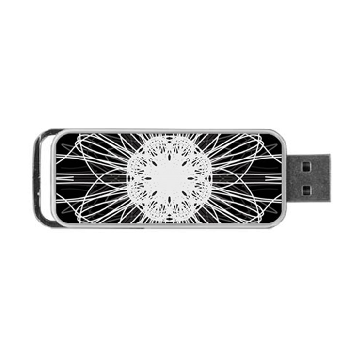 Black And White Flower Mandala Art Kaleidoscope Portable USB Flash (Two Sides)