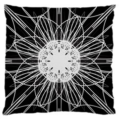 Black And White Flower Mandala Art Kaleidoscope Large Flano Cushion Case (two Sides) by yoursparklingshop