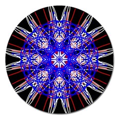 Kaleidoscope Flower Mandala Art Black White Red Blue Magnet 5  (round) by yoursparklingshop