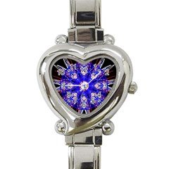 Kaleidoscope Flower Mandala Art Black White Red Blue Heart Italian Charm Watch by yoursparklingshop