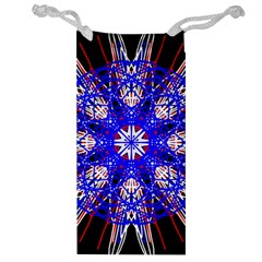 Kaleidoscope Flower Mandala Art Black White Red Blue Jewelry Bags by yoursparklingshop