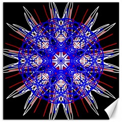 Kaleidoscope Flower Mandala Art Black White Red Blue Canvas 20  X 20   by yoursparklingshop