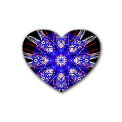 Kaleidoscope Flower Mandala Art Black White Red Blue Rubber Coaster (heart)  by yoursparklingshop