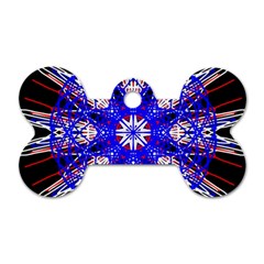 Kaleidoscope Flower Mandala Art Black White Red Blue Dog Tag Bone (one Side) by yoursparklingshop