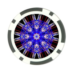 Kaleidoscope Flower Mandala Art Black White Red Blue Poker Chip Card Guards by yoursparklingshop